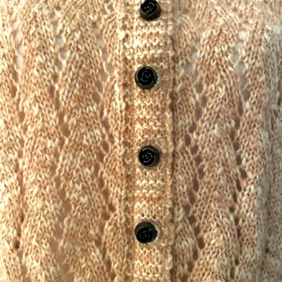 Odille Anthropologie Crochet Lace Sweater/Poncho Button Down Front Pockets OSFM - Picture 6 of 15